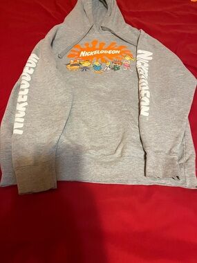 Nickelodeon Gray & Orange Pullover Hoodie with Classic Cartoon Crew